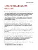 Ensayo sobre la tragedia de los comunes en economia ambiental.