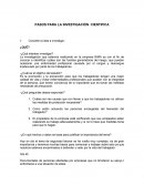 PASOS PARA LA INVESTIGACIÓN CIENTIFICA