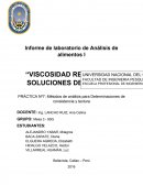 Informe de laboratorio de Análisis de alimentos I “VISCOSIDAD RELATIVA EN SOLUCIONES DE AZÚCAR”