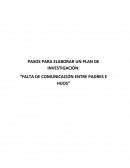 PASOS PARA ELABORAR UN PLAN DE INVESTIGACIÒN: “FALTA DE COMUNICACIÓN ENTRE PADRES E HIJOS”