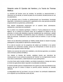 Relacion entre el Oprobio del Hambre y la Teoria de Thomas Malthus. Página 1