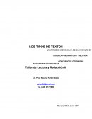Tipos de textos. La asignatura de Taller de Lectura y Redacción II pertenece al campo de conocimiento de Lenguaje y Comunicación
