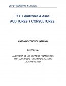 Carta de Control Interno de Auditoria.