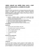 Jabón natural con sábila (aloe vera) y miel para la restauración y cuidado de la piel.