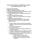 Analisis de criticidad de euipos