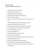 Preguntas entrevista - Persona con experiencia área de deportes.