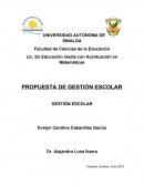 PROPUESTA DE GESTIÓN ESCOLAR GESTIÓN ESCOLAR