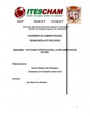RESUMEN: “FACTORES CRÍTICOS PARA LA IMPLEMENTACIÓN DE BPR”.