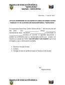 Acta de compromiso de los padres de familia de grado cuatro paralelo