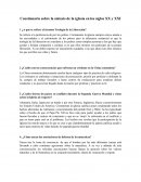 Cuestionario sobre la síntesis de la iglesia en los siglos XX y XXI.