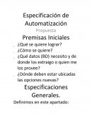 Especificación de Automatización.