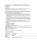 Tarea No. 5.1: Elaboración de anuncios de vacante