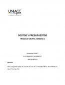 COSTOS Y PRESUPUESTOS. TRABAJO GRUPAL SEMANA 3