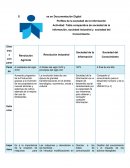 Tabla comparativa de sociedad de la información, sociedad industrial y sociedad del Conocimiento.