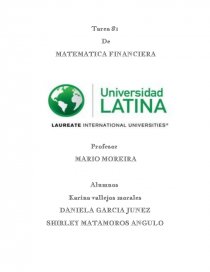 Tarea #1 De MATEMATICA FINANCIERA. Página 1