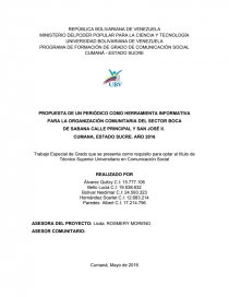 PROPUESTA DE UN PERIÓDICO COMO HERRAMIENTA INFORMATIVA PARA LA ORGANIZACIÓN COMUNITARIA DEL SECTOR BOCA. Página 1