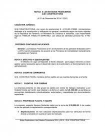 NOTAS A LOS ESTADOS FINANCIEROS Q.M. CONSTRUVTIONS. Página 1