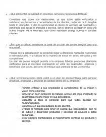 ¿Qué elementos de calidad en procesos, servicios y productos destaca?. Página 1