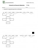 Evaluación de Educación Matemática 2° Año