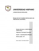 Ensayo de los 4 modelos teóricos para una intervención comunitaria.