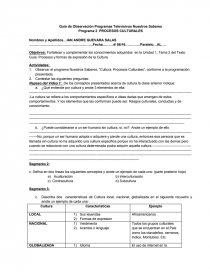 Guía de Observación Programas Televisivos Nuestros Saberes. Página 1