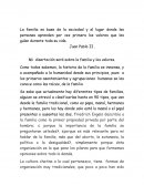 La familia. Mi disertación será sobre la familia y los valores.