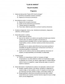“CLUB DE AMIGOS” TALLER VALORES. Página 1