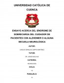 Sindrome dell cuidador con paciente neurologico.