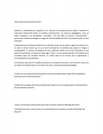 ¿Qué entiende por Gestión escolar?. Página 1