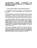 Aclaracions sobre l'atribució de rendes alspropietaris de la comunitat de propietaris