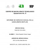 INFORME DE SERVICIO SOCIAL EN LA GASOLINERA MIXTLAN.