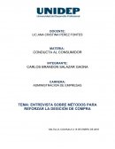 ENTREVISTA SOBRE MÉTODOS PARA REFORZAR LA DESICIÓN DE COMPRA