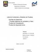 Lista de Contenidos y Modelos de Pruebas.