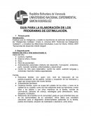 GUIA PARA LA ELABORACIÓN DE LOS PROGRAMAS DE ESTIMULACIÓN.