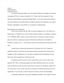 FASE I DIAGNÓSTICO Exploración Inicial. Página 1
