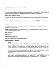 Proyecto general. Comunicación y relación entre iguales. Página 1