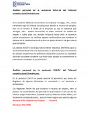 Análisis personal de la sentencia 0252-13 del Tribunal constitucional Dominicano.