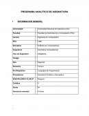 PROGRAMA ANALITICO DE ASIGNATURA. Conceptos generales sobre la Geometría Computacional