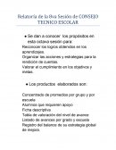 Relatoría de la 8va Sesión de CONSEJO TECNICO ESCOLAR