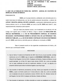 Formato divorcio incausado. - Prácticas o problemas - parafinada79