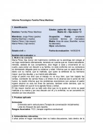 Informe Psicológico Familia Pérez Martínez.. Página 1