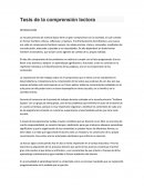 Tesis de la Comprensión Lectora.