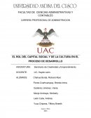 EL ROL DEL CAPITAL SOCIAL Y DE LA CULTURA EN EL PROCESO DE DESARROLLO. EL TABUCO S.A,