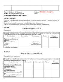 Plan induccion - Asistente Gerencia.. Página 1