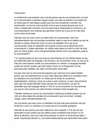 La materia de comunicación oral y escrita. Página 1