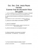 Examen final de educación física 2do grado