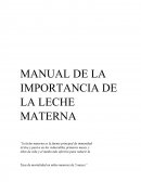 MANUAL DE LA IMPORTANCIA DE LA LECHE MATERNA