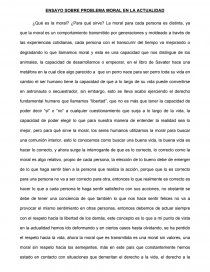 ENSAYO SOBRE PROBLEMA MORAL EN LA ACTUALIDAD. Página 1