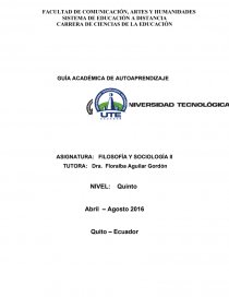 GUÍA ACADÉMICA DE AUTOAPRENDIZAJE ASIGNATURA: FILOSOFÍA Y SOCIOLOGÍA II. Página 1