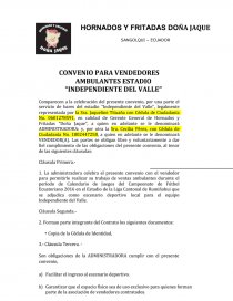 CONVENIO PARA VENDEDORES AMBULANTES ESTADIO “INDEPENDIENTE DEL VALLE. Página 1